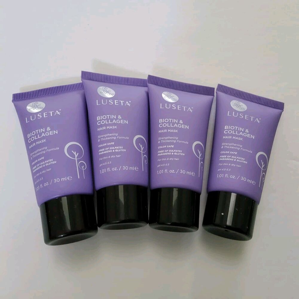 Lot Of 4-Luseta Biotin & Collagen Hair Mask Travel Size 1.01 fl oz/ 30 ml Sealed